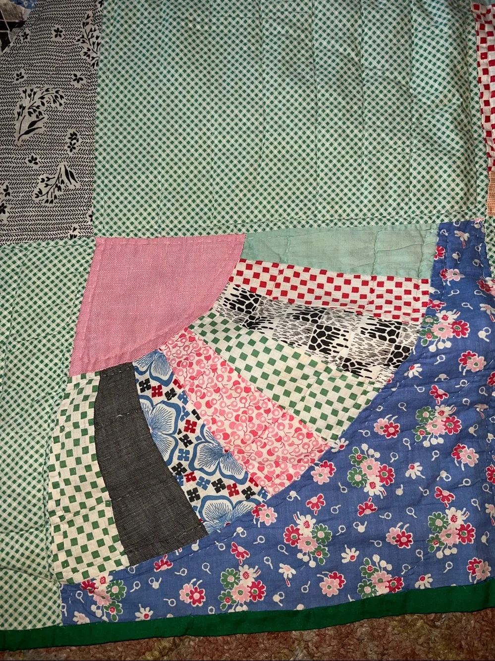 Antique quilt handmade patchwork 70” x 80”